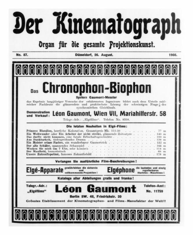 KINEMATOGRAPH | DER magazine side cover Issue 87 26 August 1908