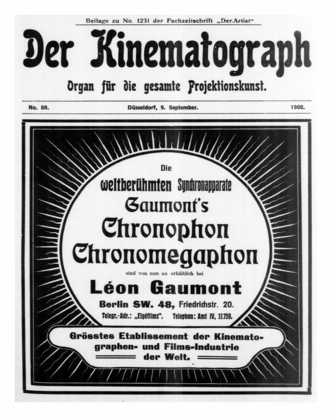 KINEMATOGRAPH | DER magazine side cover Issue 89 9 September 1908