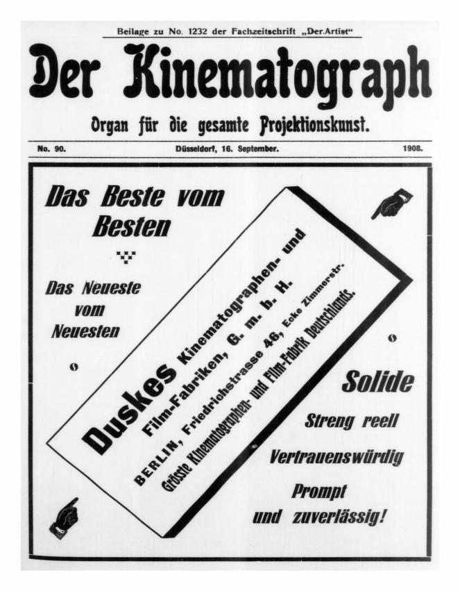 KINEMATOGRAPH | DER magazine side cover Issue 90 15 September 1908