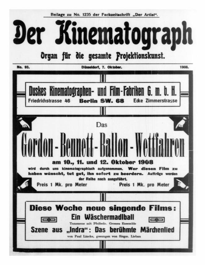 KINEMATOGRAPH | DER magazine side cover Issue 93 7 October 1908