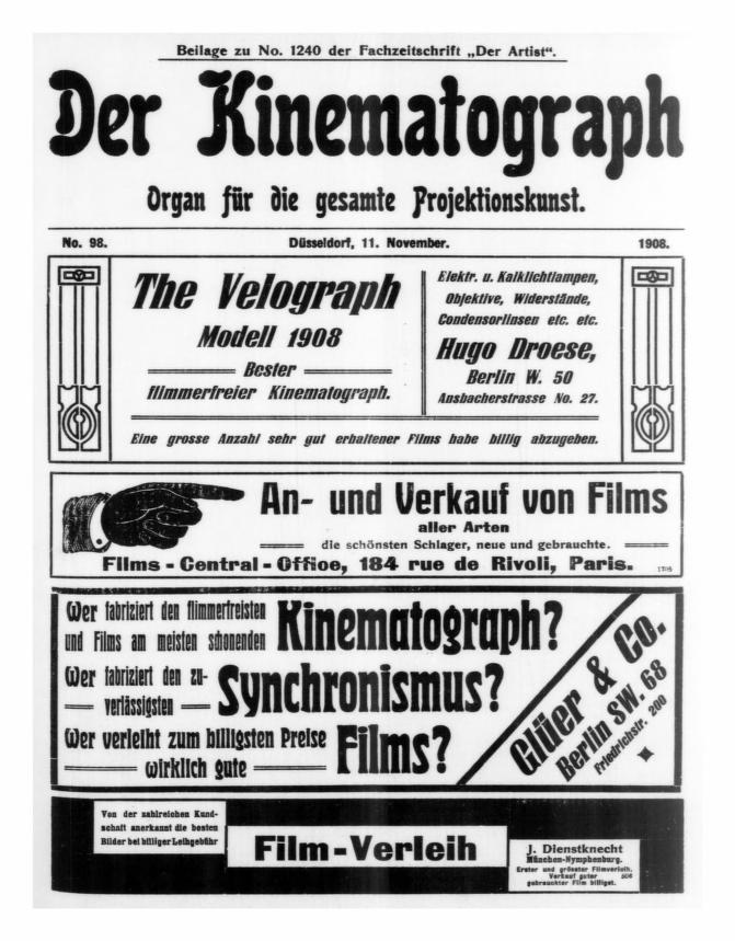 KINEMATOGRAPH | DER magazine side cover Issue 98 11 November 1908