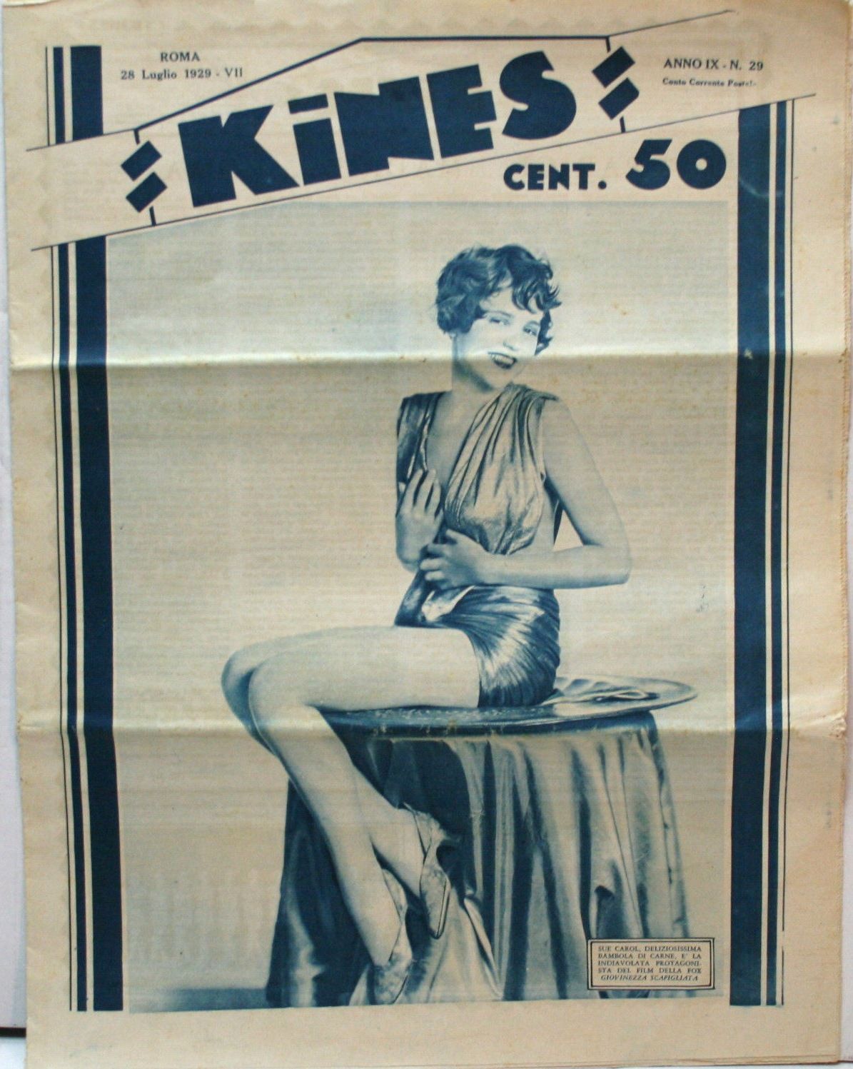 KINES magazine side cover Issue 29 28 July 1929