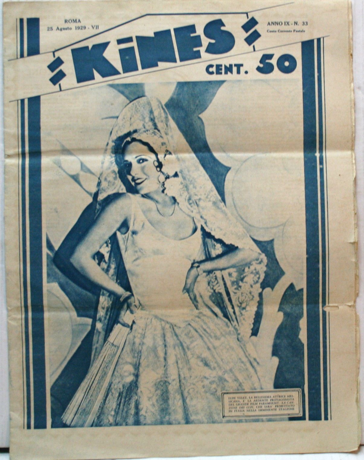 KINES magazine side cover Issue 33 25 August 1929