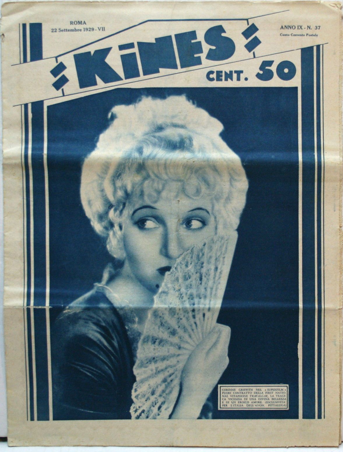 KINES magazine side cover Issue 37 22 September 1929