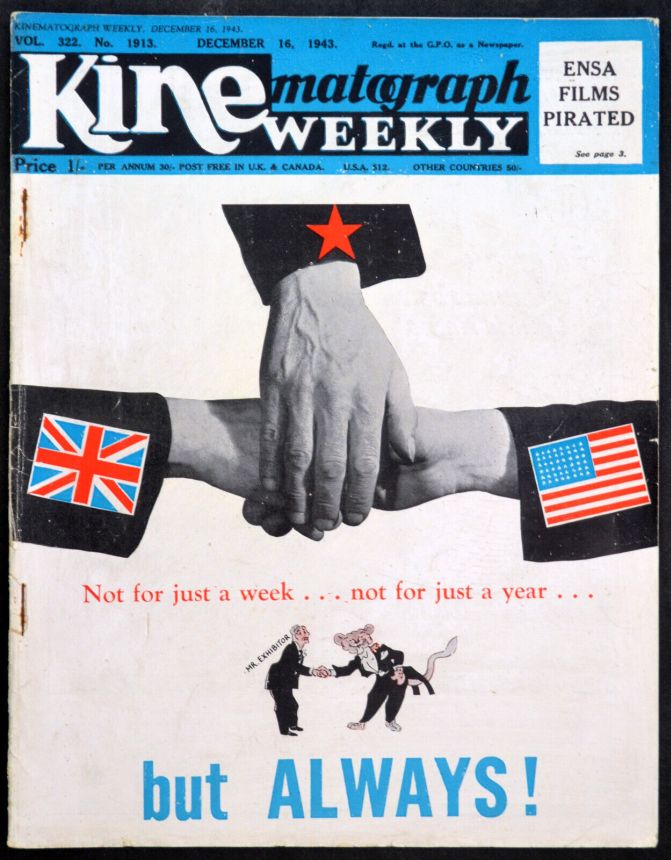 KINE WEEKLY magazine side cover 16 December 1943