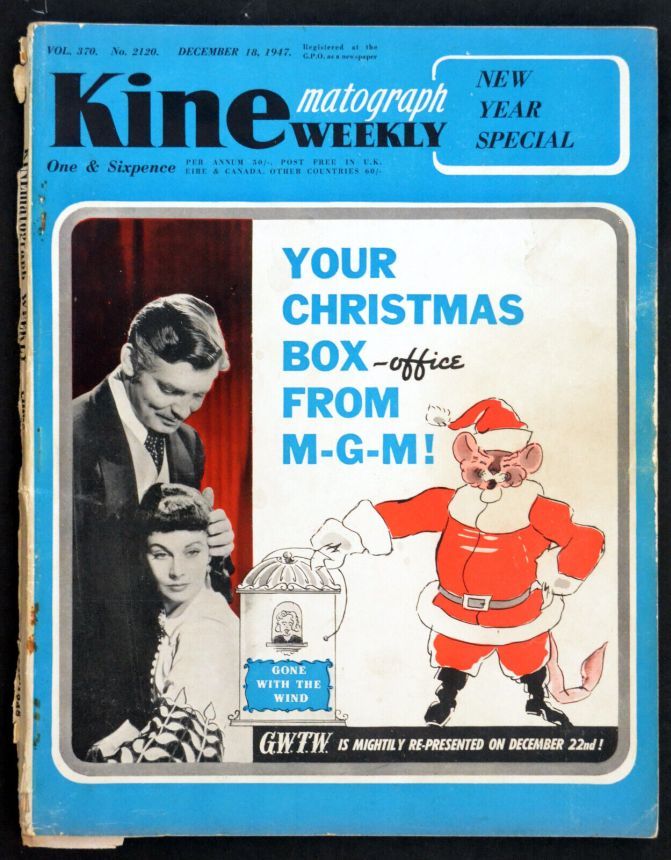 KINE WEEKLY magazine side cover 18 December 1947