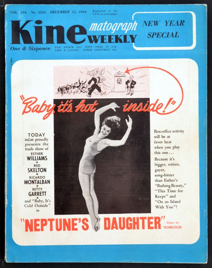 KINE WEEKLY magazine side cover 15 December 1949