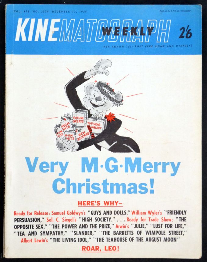 KINE WEEKLY magazine side cover 13 December 1956