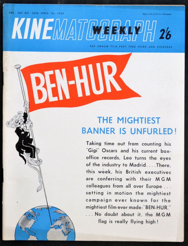 KINE WEEKLY magazine side cover 16 April 1959