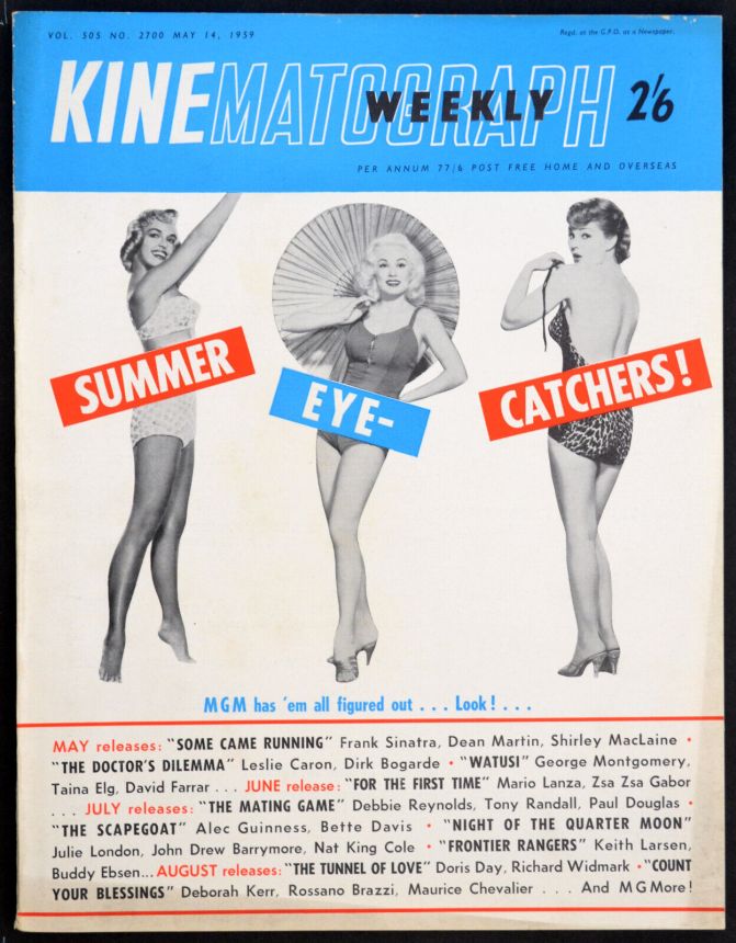 KINE WEEKLY magazine side cover 14 May 1959