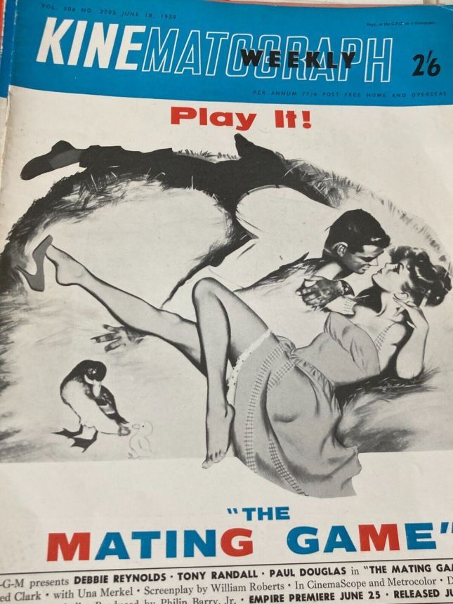 KINE WEEKLY magazine side cover 18 June 1959