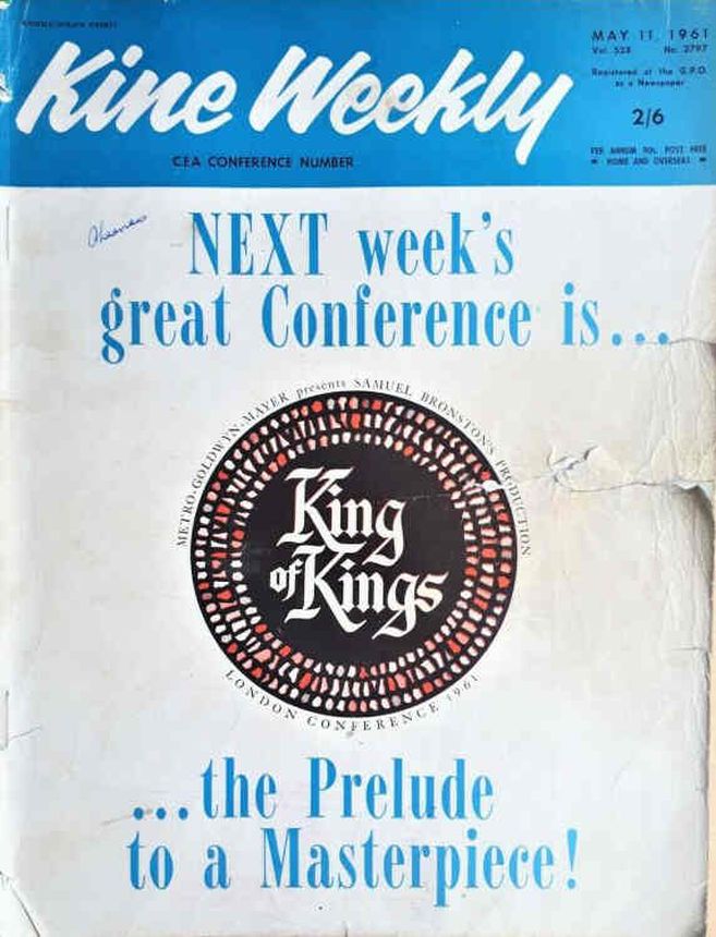 KINE WEEKLY magazine side cover 11 May 1961