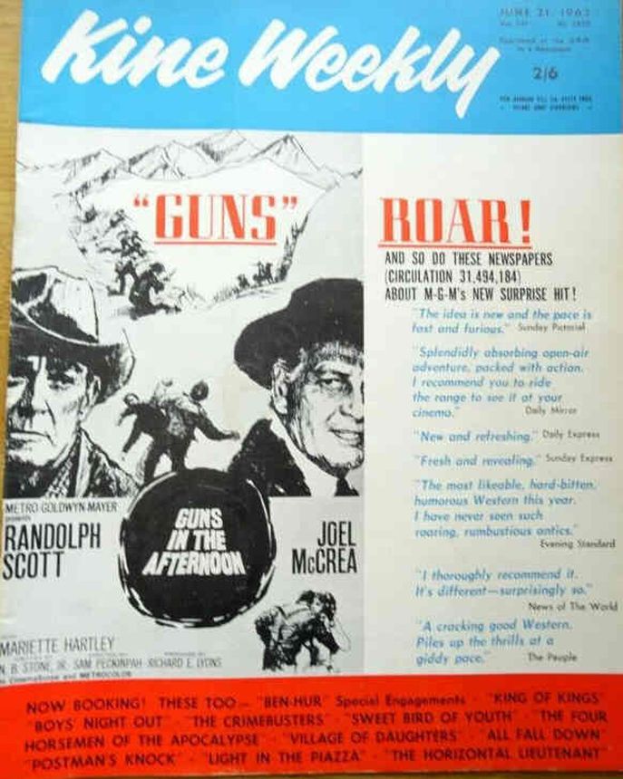 KINE WEEKLY magazine side cover 21 June 1962