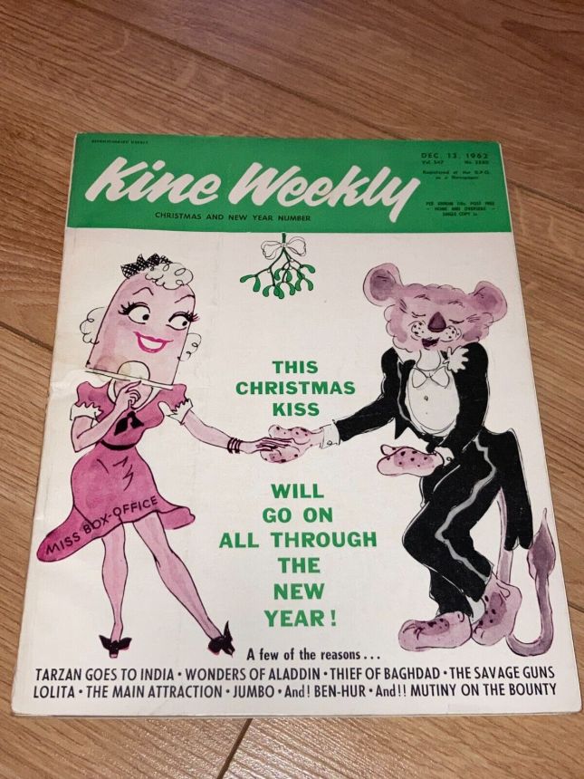 KINE WEEKLY magazine side cover 13 December 1962