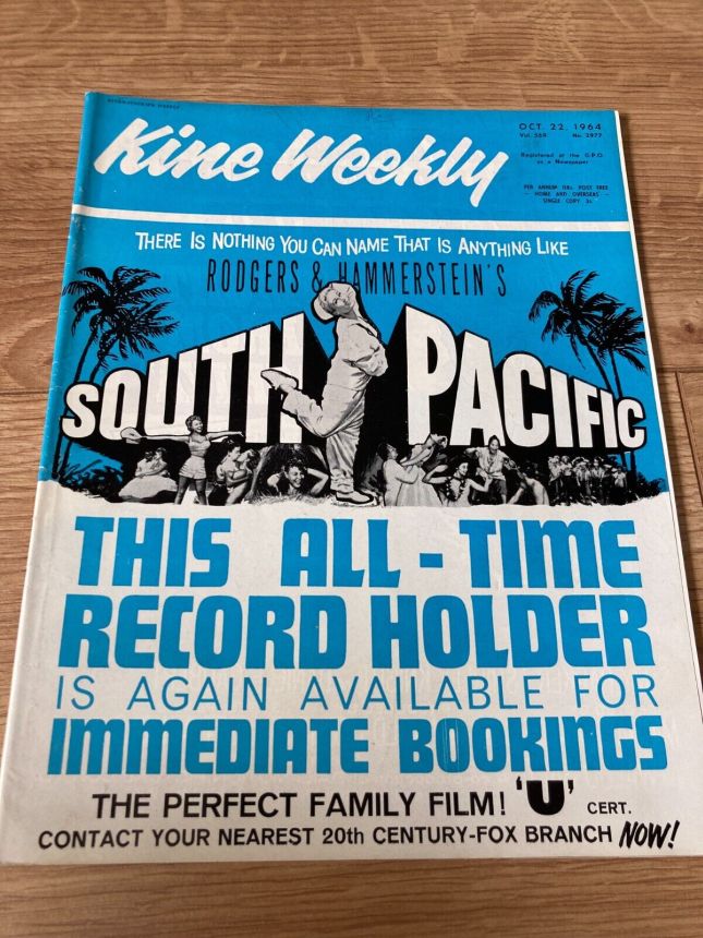 KINE WEEKLY magazine side cover 22 October 1964