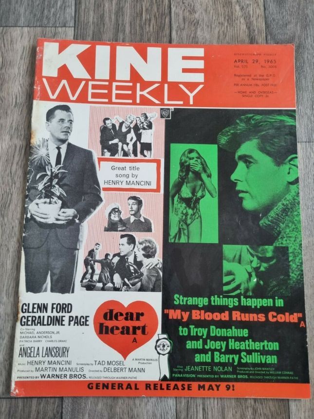 KINE WEEKLY magazine side cover 29 April 1965