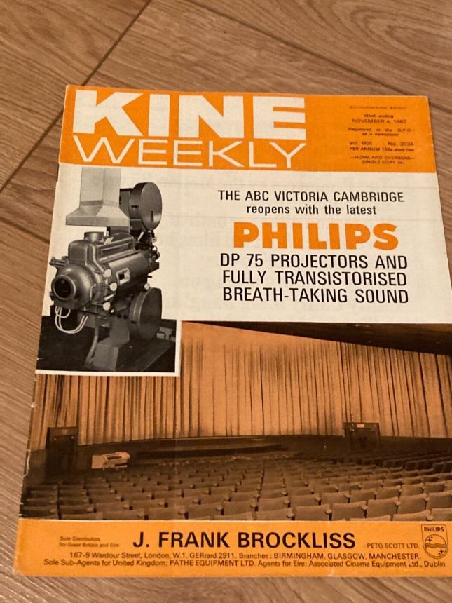 KINE WEEKLY magazine side cover 4 November 1967