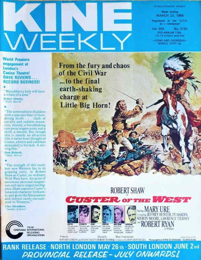 KINE WEEKLY magazine side cover 23 March 1968