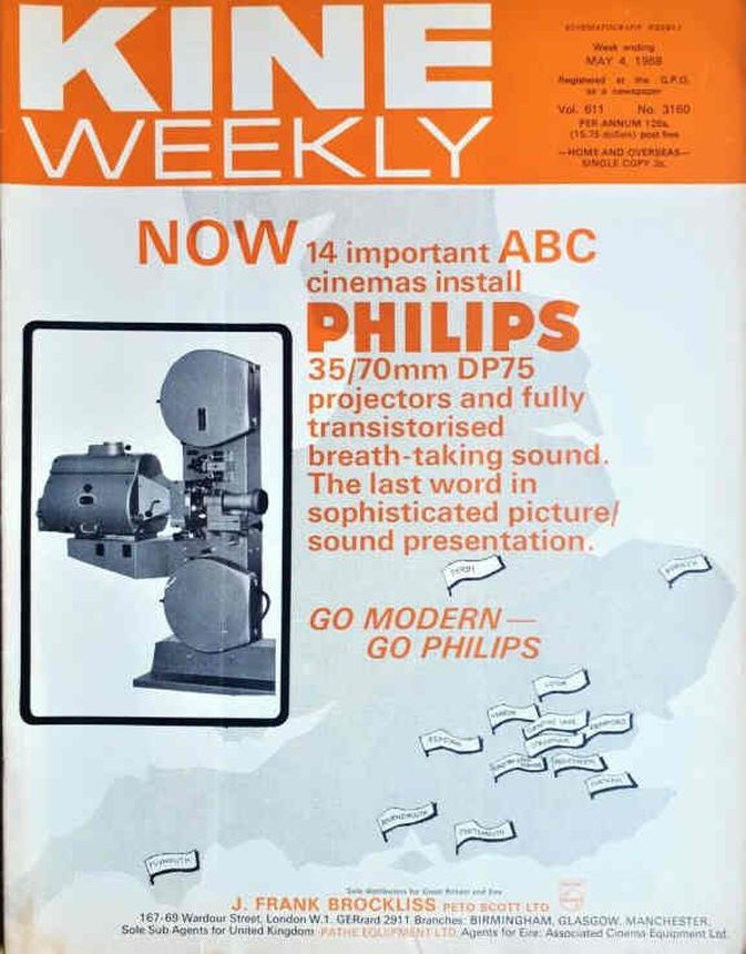 KINE WEEKLY magazine side cover 4 May 1968