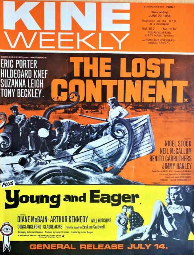 KINE WEEKLY magazine side cover 22 June 1968