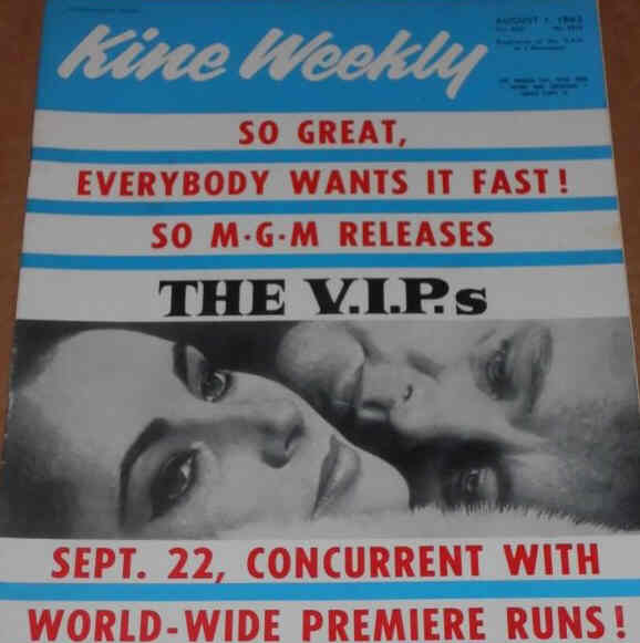KINE WEEKLY magazine side cover 1 August 1963