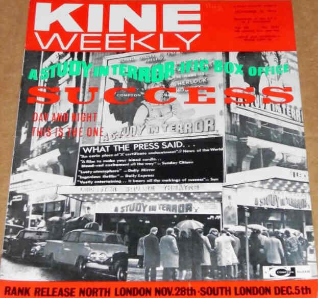 KINE WEEKLY magazine side cover 18 November 1965