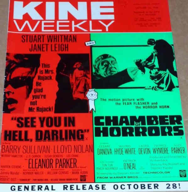 KINE WEEKLY magazine side cover 13 October 1966