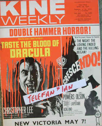 KINE WEEKLY magazine side cover 28 April 1970