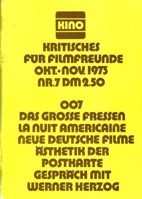 KINO (1973) magazine side cover Issue 7 October-November 1973