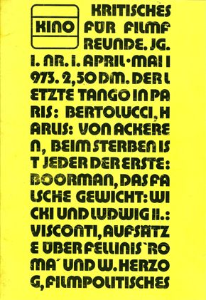 KINO (1973) magazine side cover Issue 1 April-May 1973