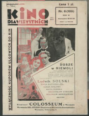 KINO DLA WSZYSTKICH magazine side cover Issue 6  1930