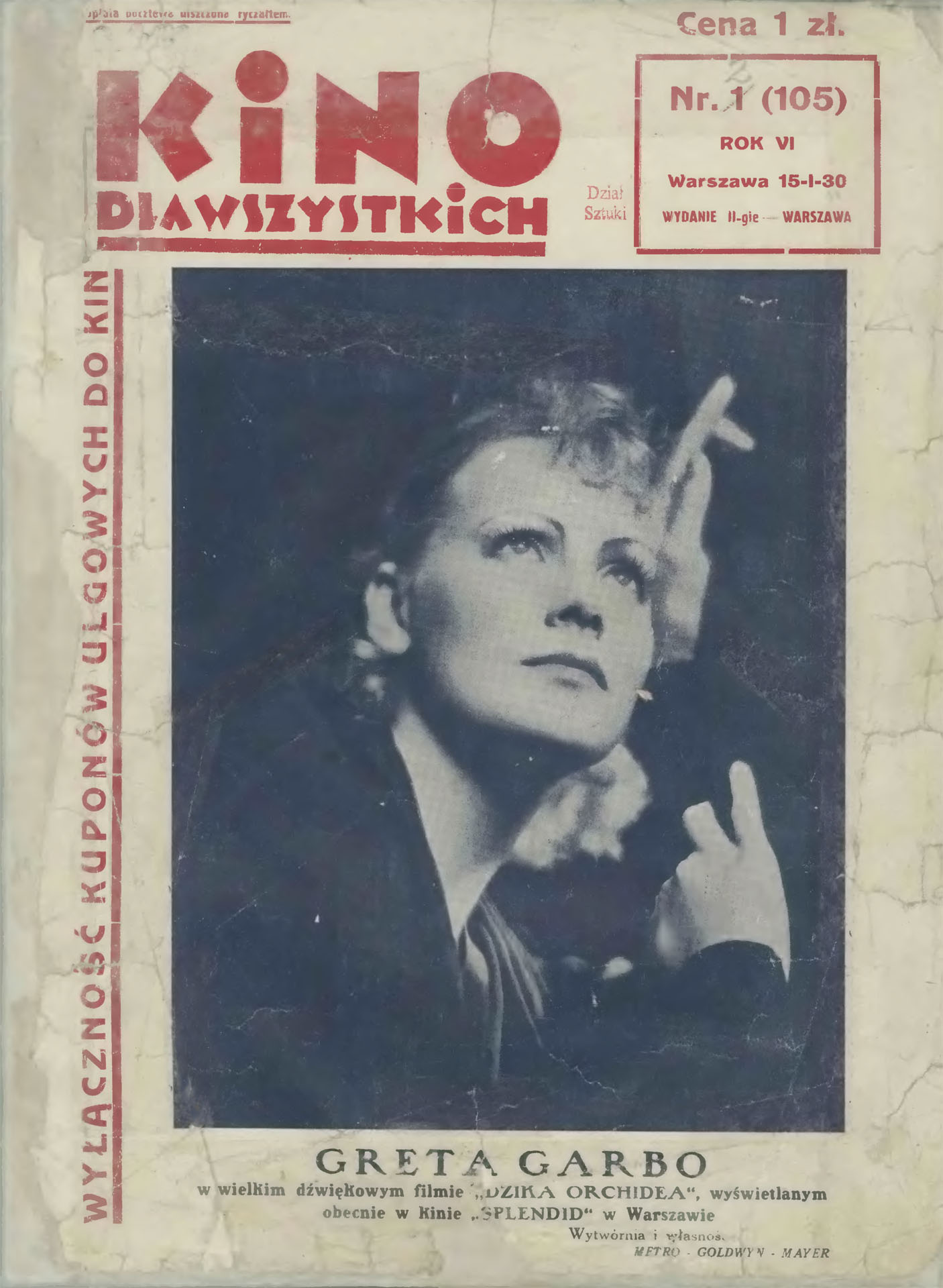KINO DLA WSZYSTKICH magazine side cover Issue 2 15 January 1930