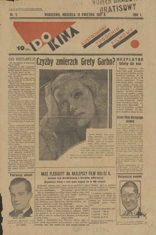 KINO DLA WSZYSTKICH magazine side cover Issue 1 10 April 1932