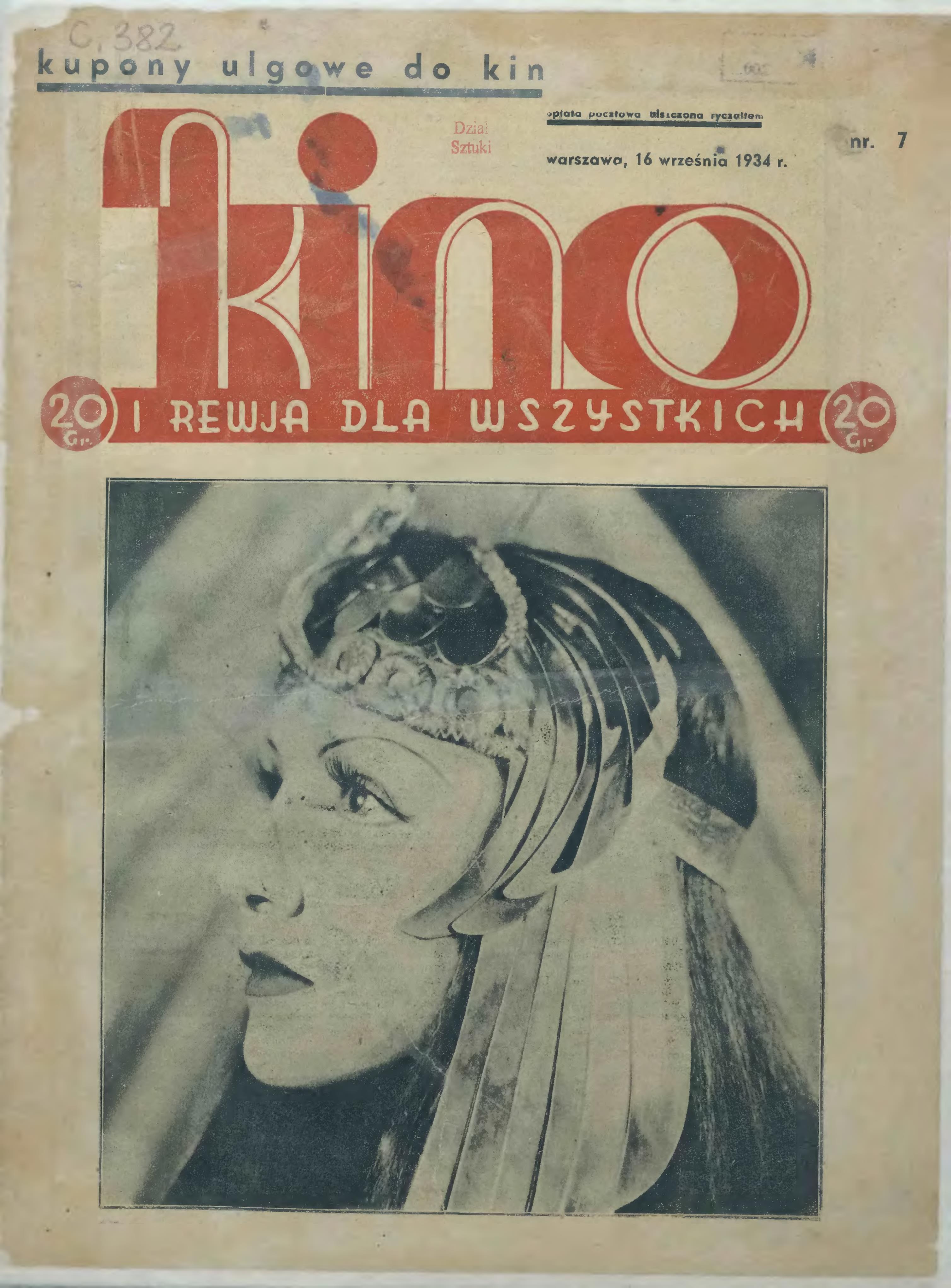 KINO DLA WSZYSTKICH magazine side cover Issue 7 16 September 1934