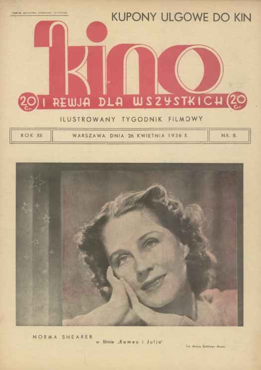 KINO DLA WSZYSTKICH magazine side cover Issue 8 26 April 1936