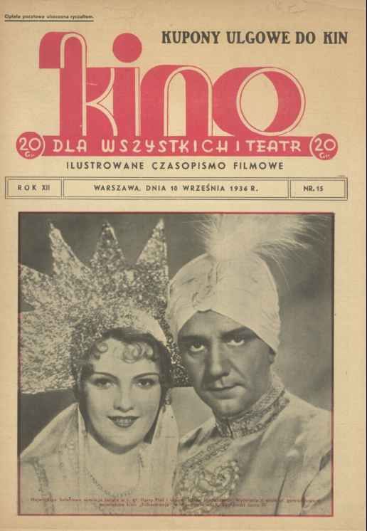 KINO DLA WSZYSTKICH magazine side cover Issue 15 10 September 1936