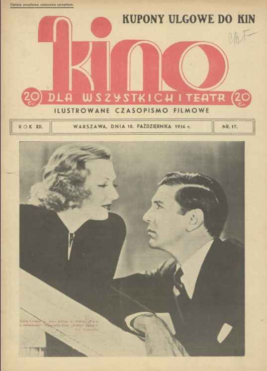 KINO DLA WSZYSTKICH magazine side cover Issue 17 10 October 1936