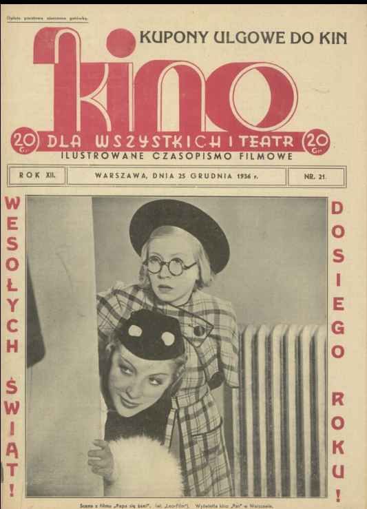 KINO DLA WSZYSTKICH magazine side cover Issue 21 25 December 1936