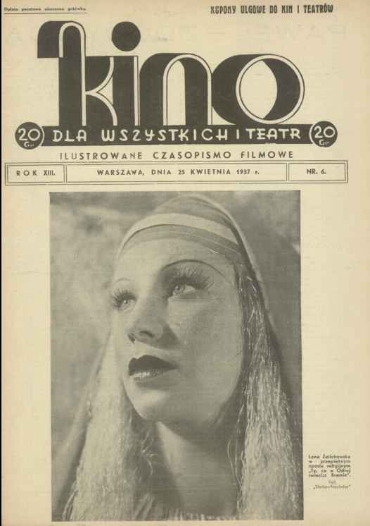 KINO DLA WSZYSTKICH magazine side cover Issue 6 25 April 1937