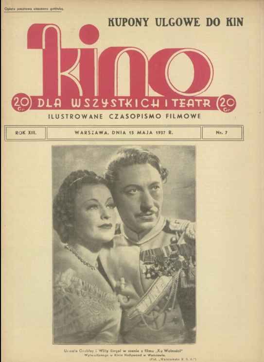 KINO DLA WSZYSTKICH magazine side cover Issue 7 15 May 1937