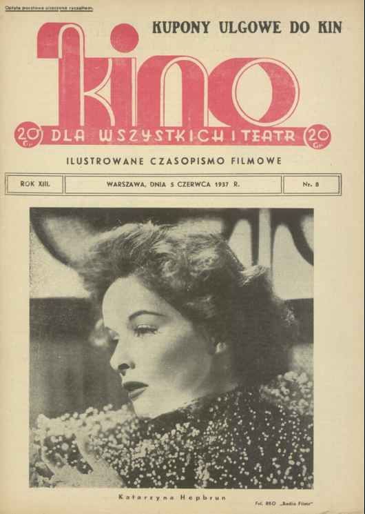 KINO DLA WSZYSTKICH magazine side cover Issue 8 5 June 1937