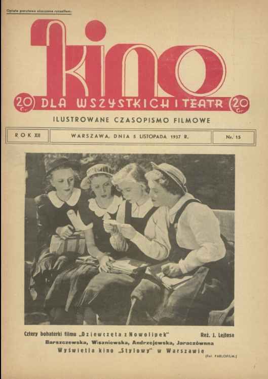 KINO DLA WSZYSTKICH magazine side cover Issue 15 5 November 1937