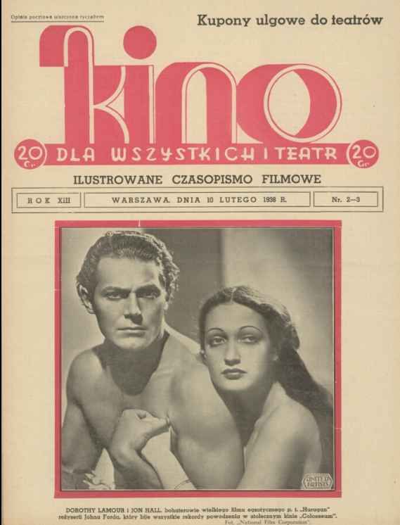 KINO DLA WSZYSTKICH magazine side cover Issue 2-3 10 February 1938