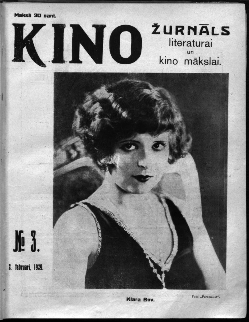 KINO (1926) magazine side cover Issue 3 2 February 1929