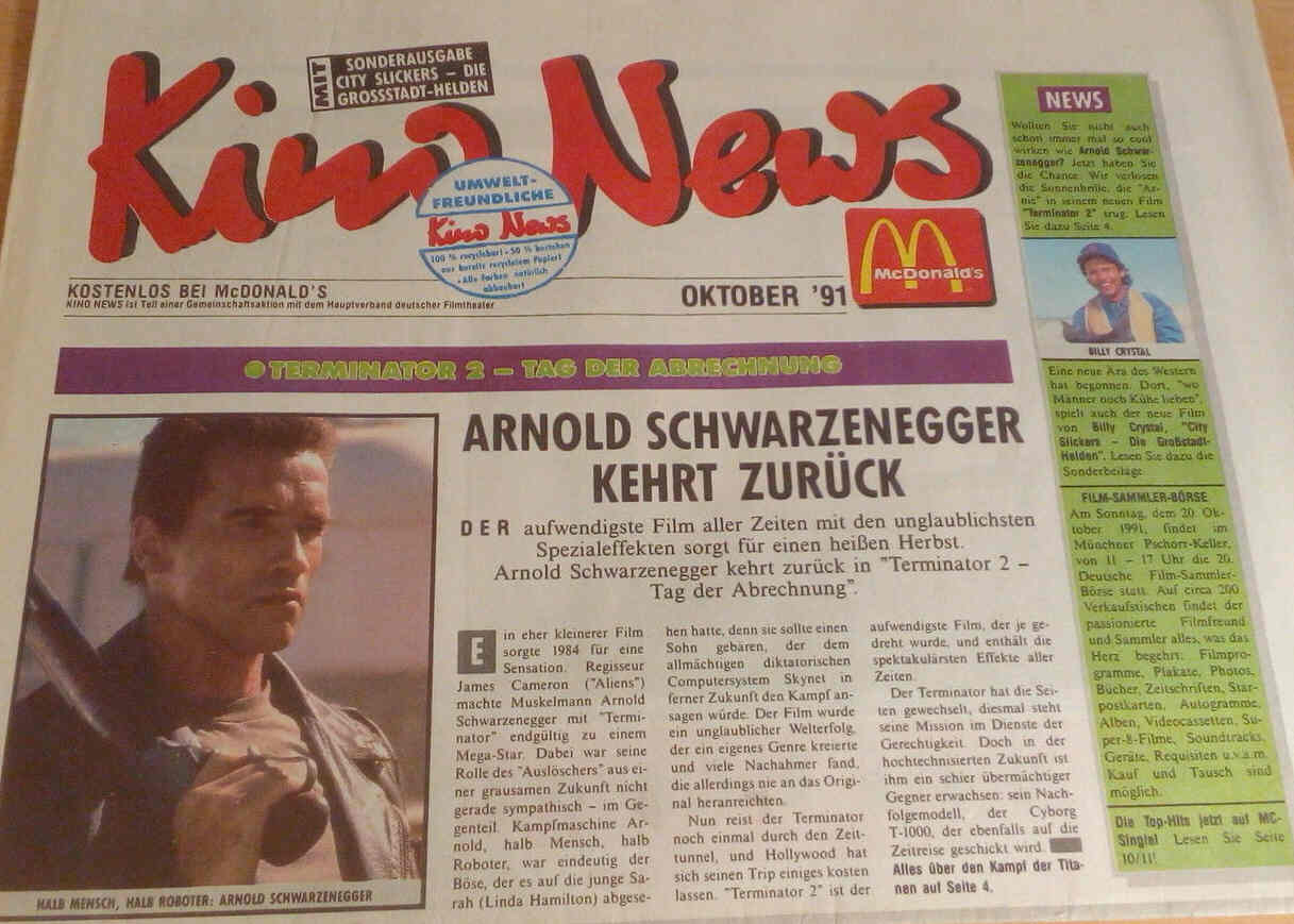 KINO NEWS magazine side cover October 1991