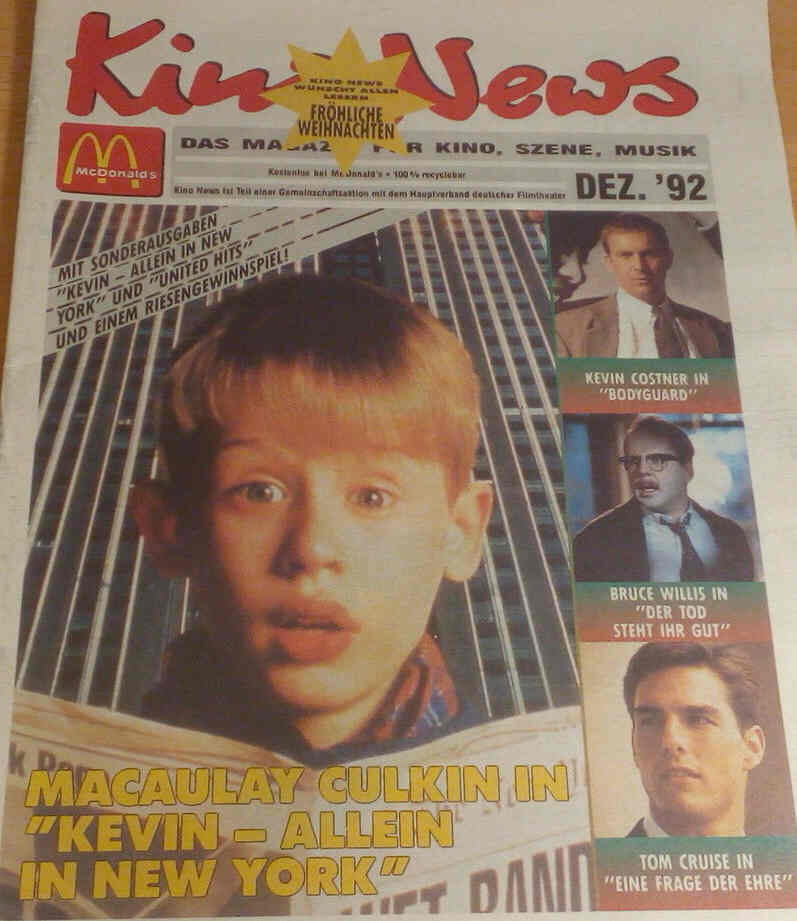 KINO NEWS magazine side cover December 1992