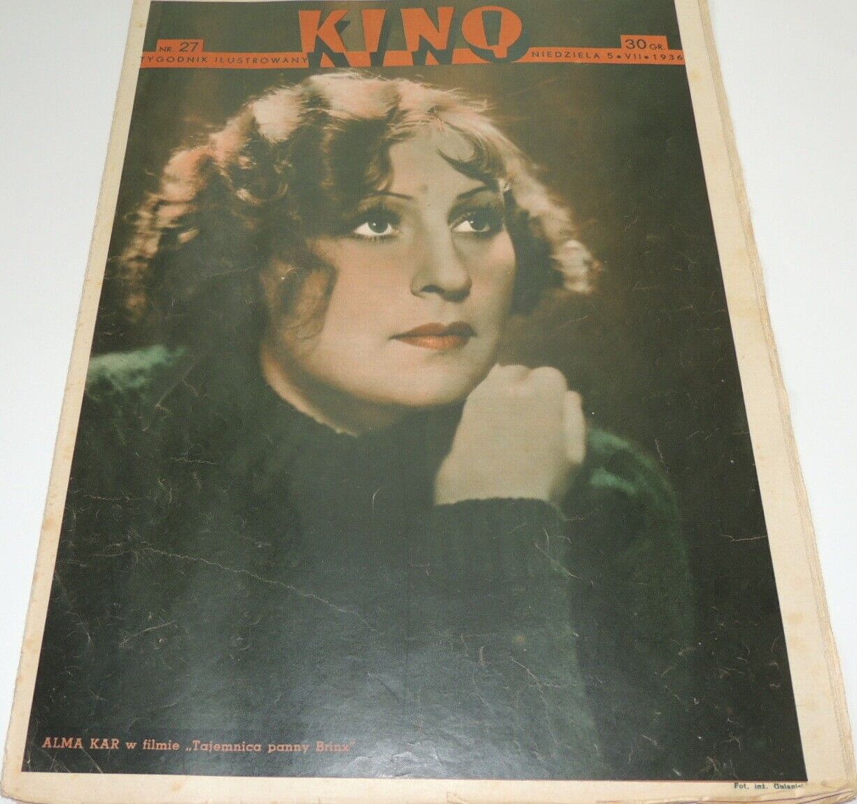 KINO TYGODNIK ILUSTROWANY magazine side cover Issue 27 5 July 1936