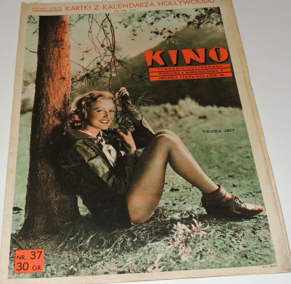 KINO TYGODNIK ILUSTROWANY magazine side cover Issue 37 13 September 1936