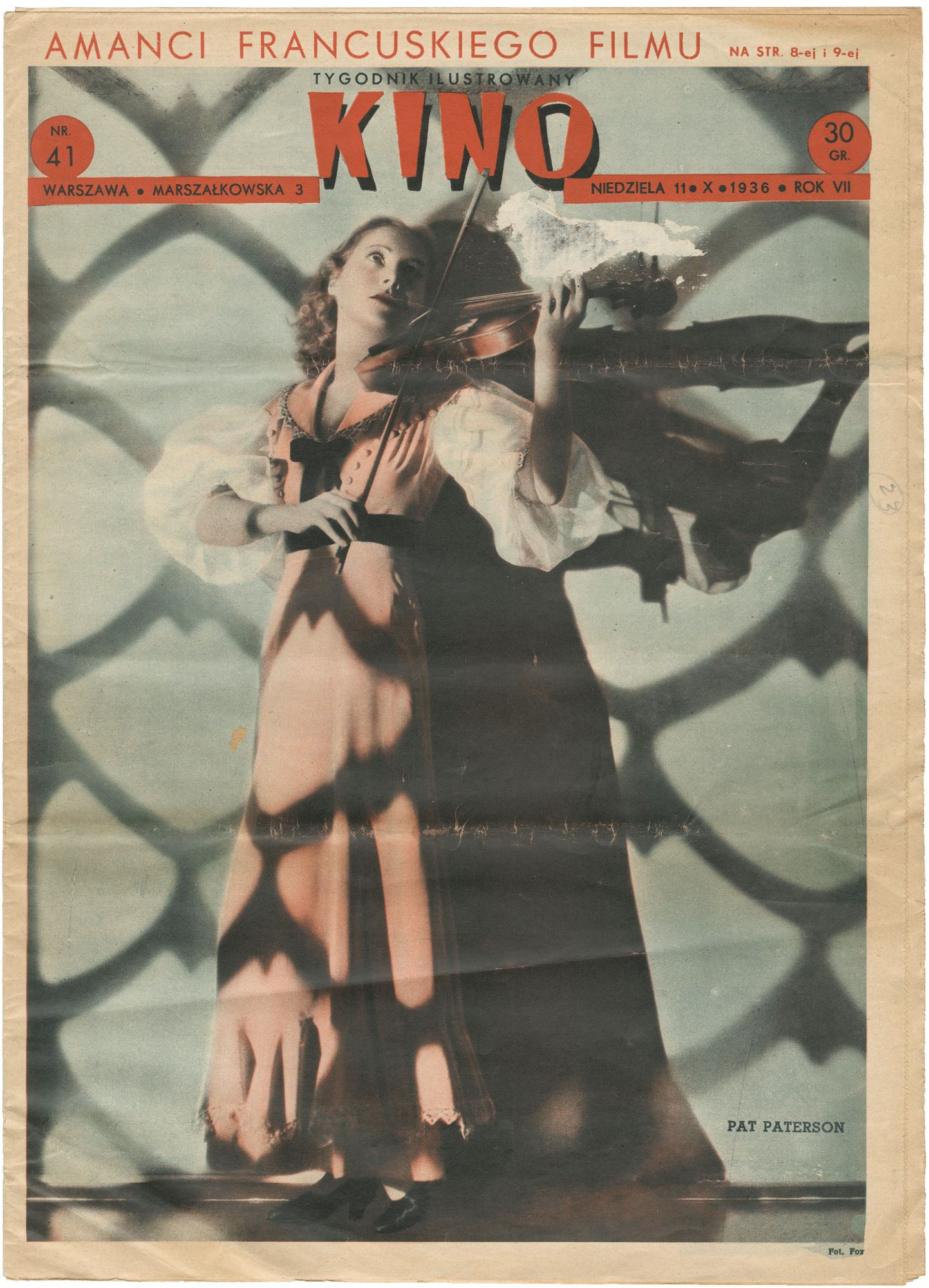 KINO TYGODNIK ILUSTROWANY magazine side cover Issue 41 11 October 1936