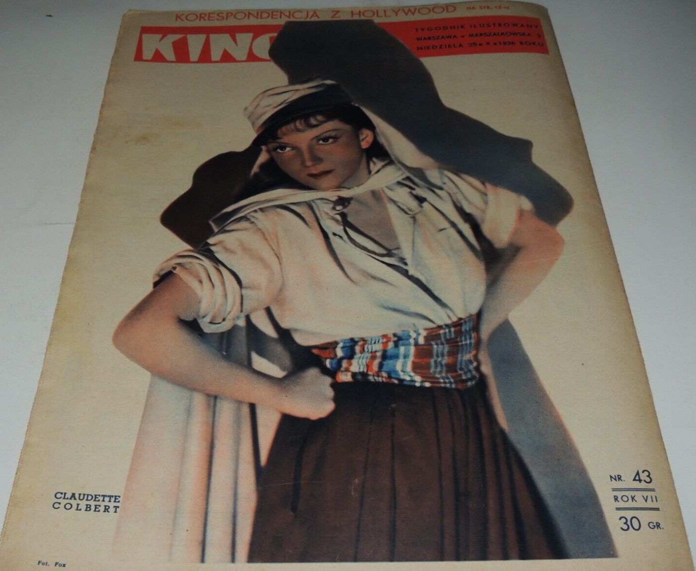 KINO TYGODNIK ILUSTROWANY magazine side cover Issue 43 24 October 1936